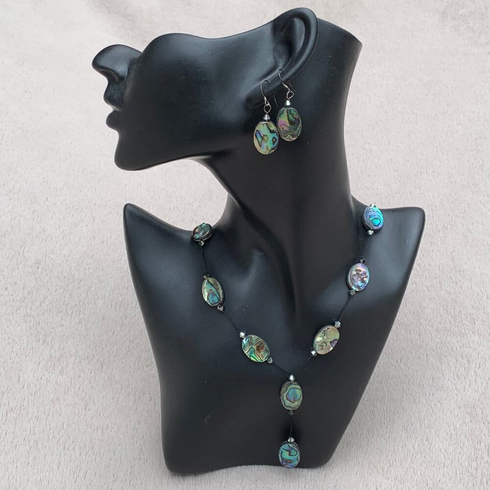 Abalone Shell Necklace and Earrings Matching Set
